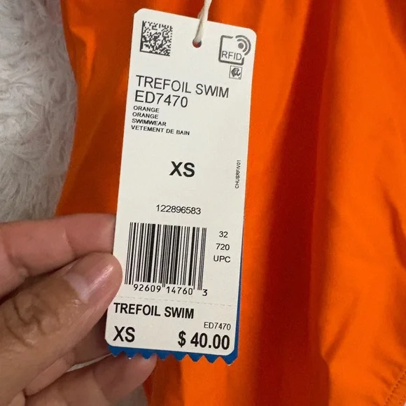 Adidas Original Womens Orange Trefoil Swim - XS ED7470 - Picture 4 of 7